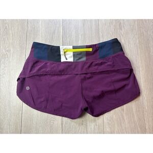 Lululemon Shorts Sz 8 2"  Running Zip Pocket Lined Stretch Gym Plum Color‎